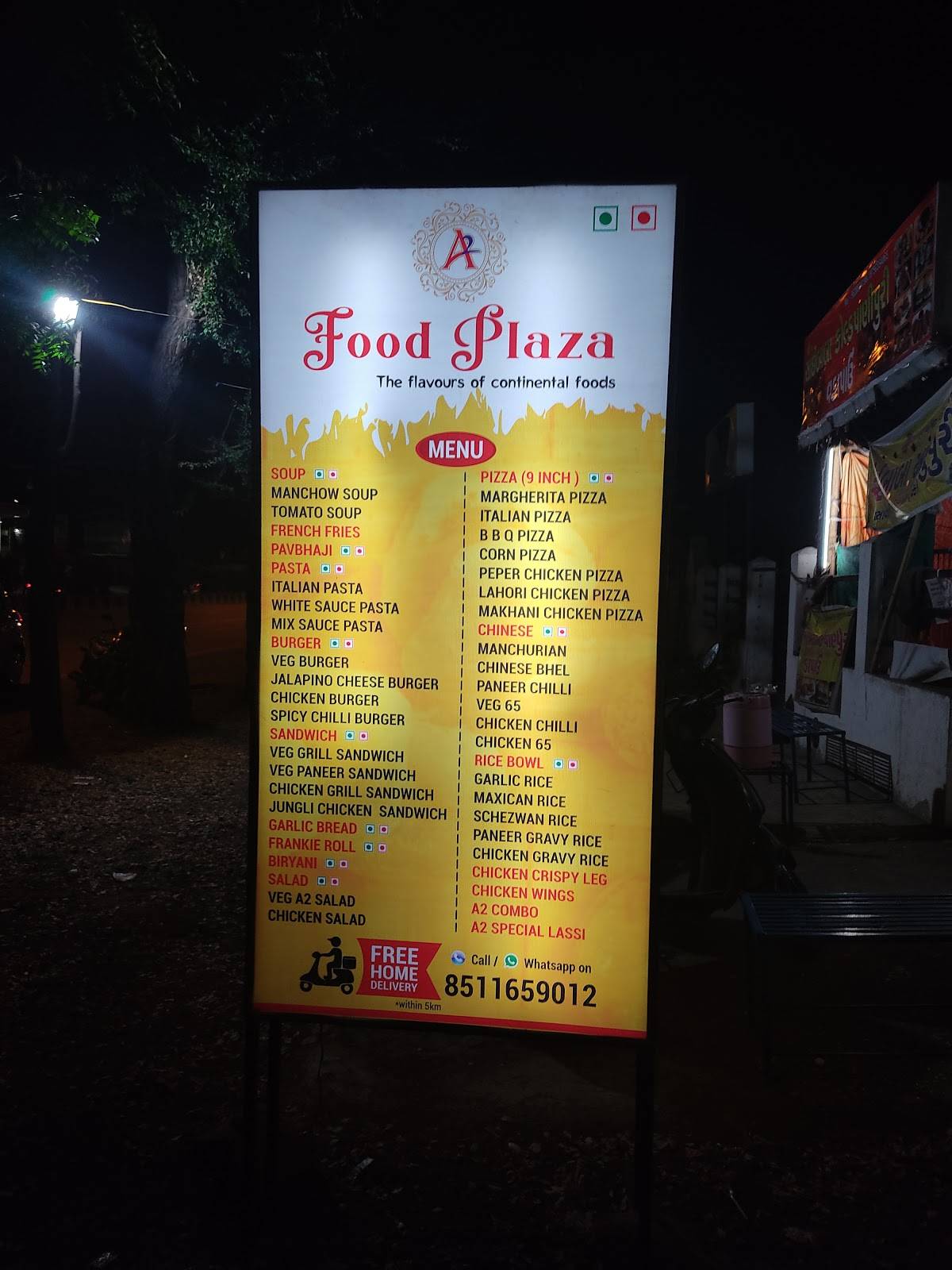 A2 FOOD PLAZA menu