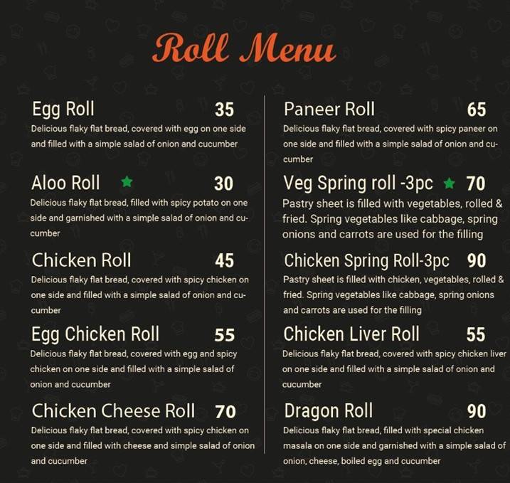 AAROHI'S KITCHEN menu