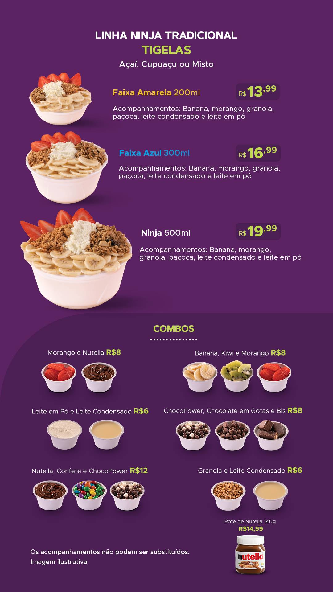 Açaí do Ninja Parque Amazônia cardápio