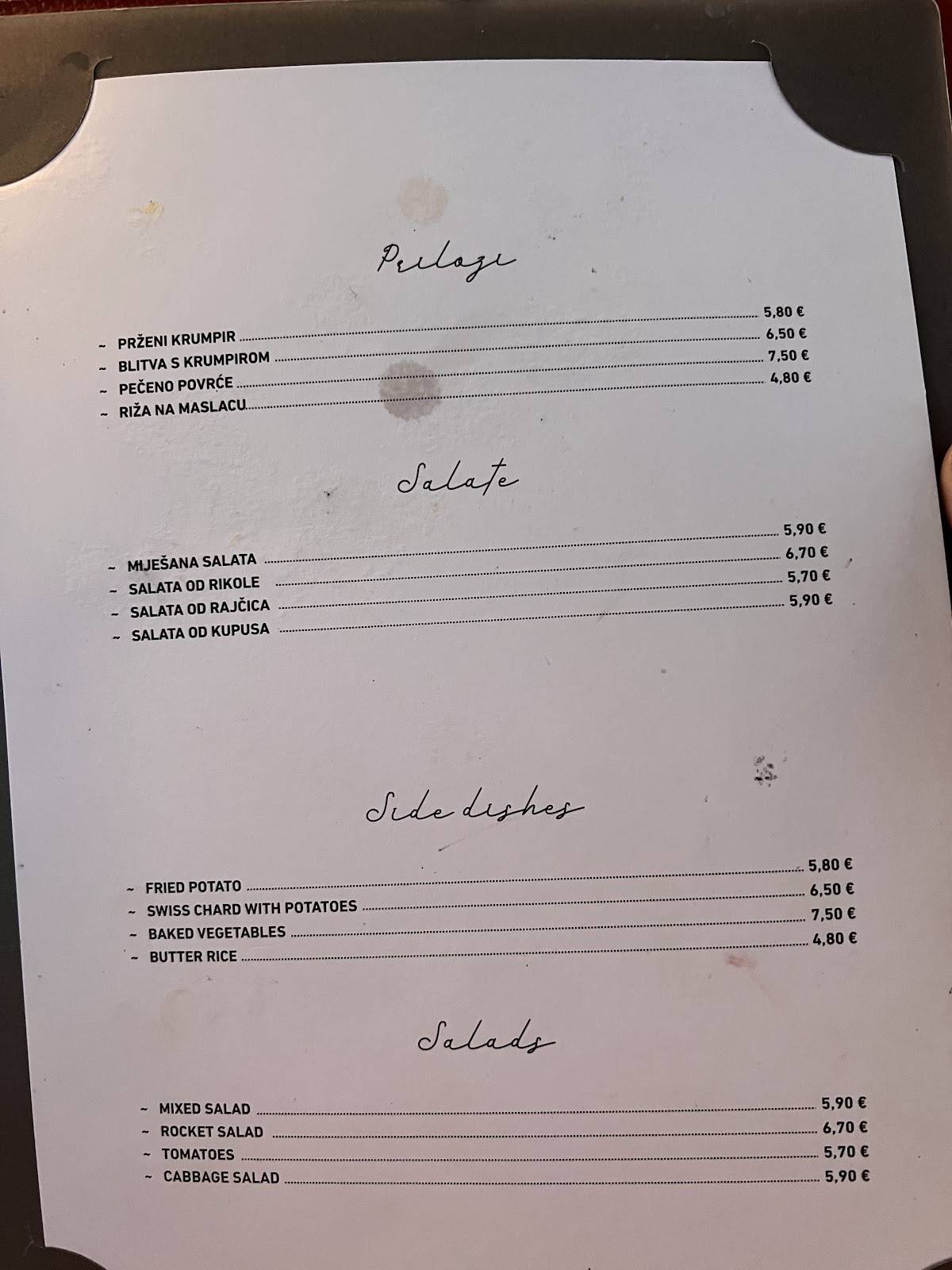 Menu di Restaurant Adriatic 