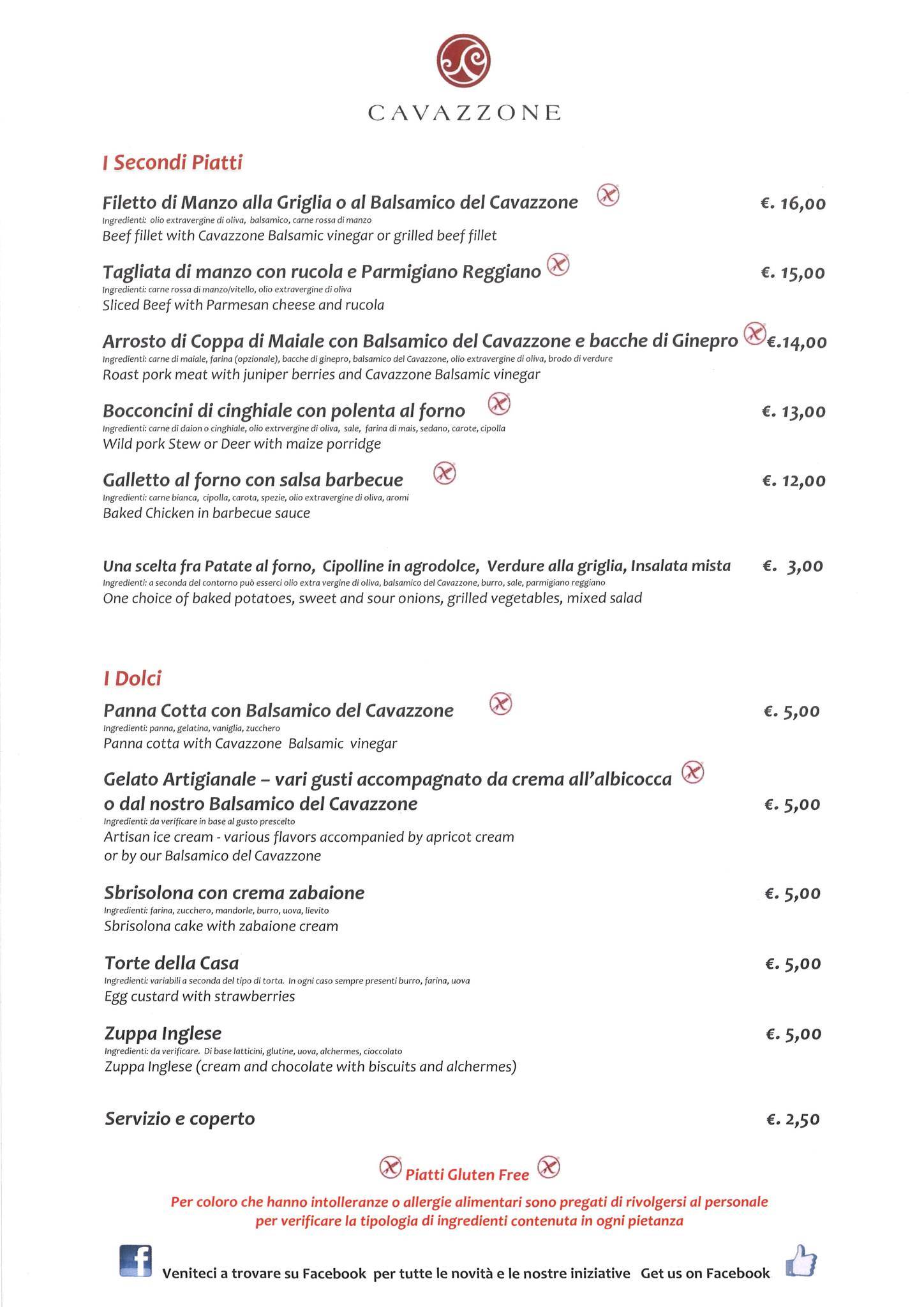 Menu di Azienda Agricola e Agrituristica Cavazzone 