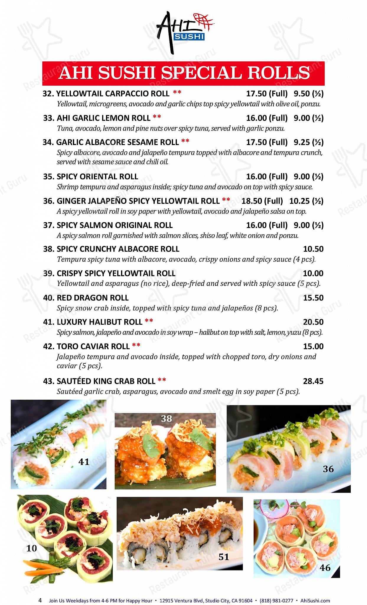Ahi sushi menu discount
