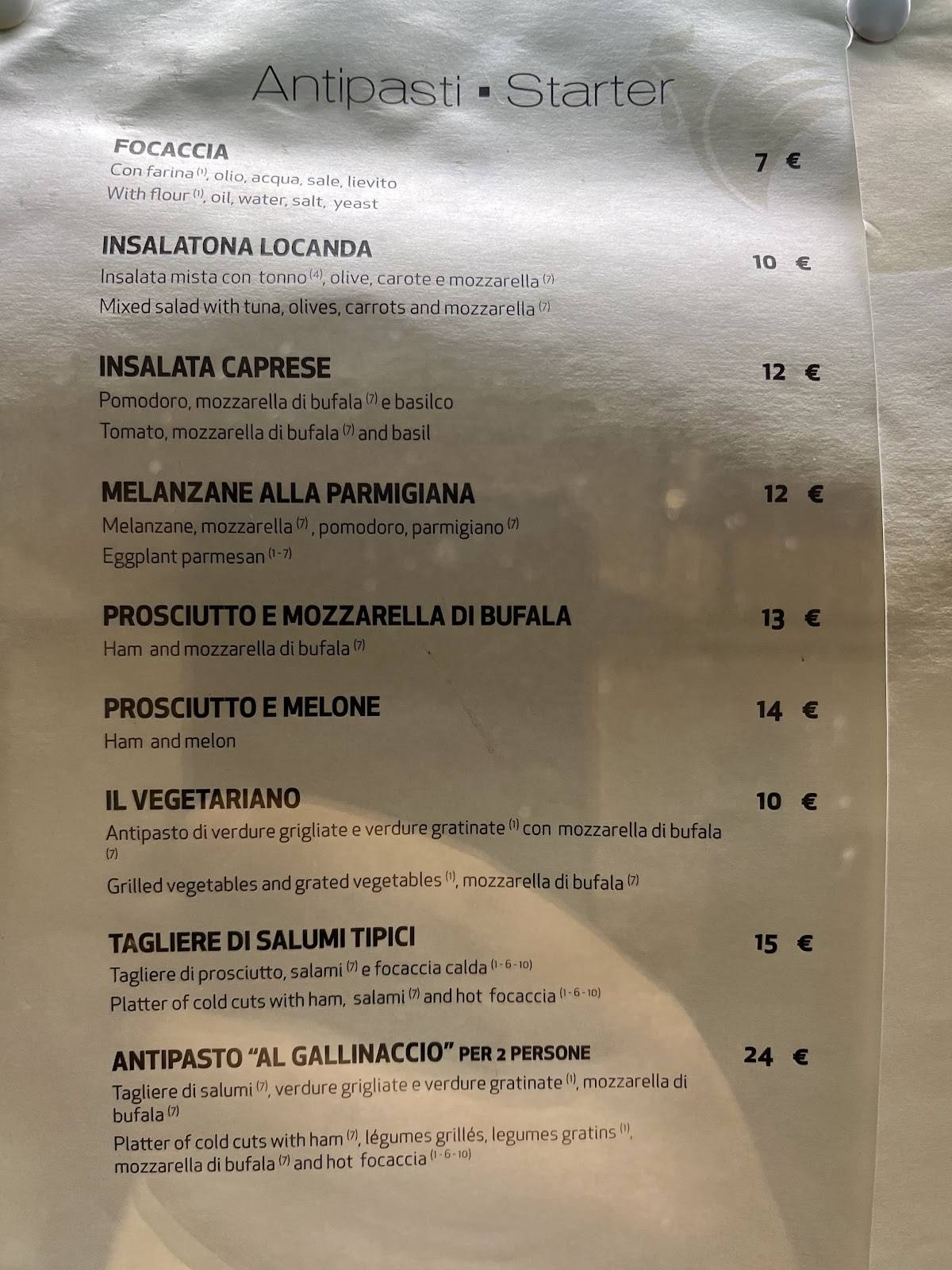 Menu di Antica Trattoria Al Gallinaccio 