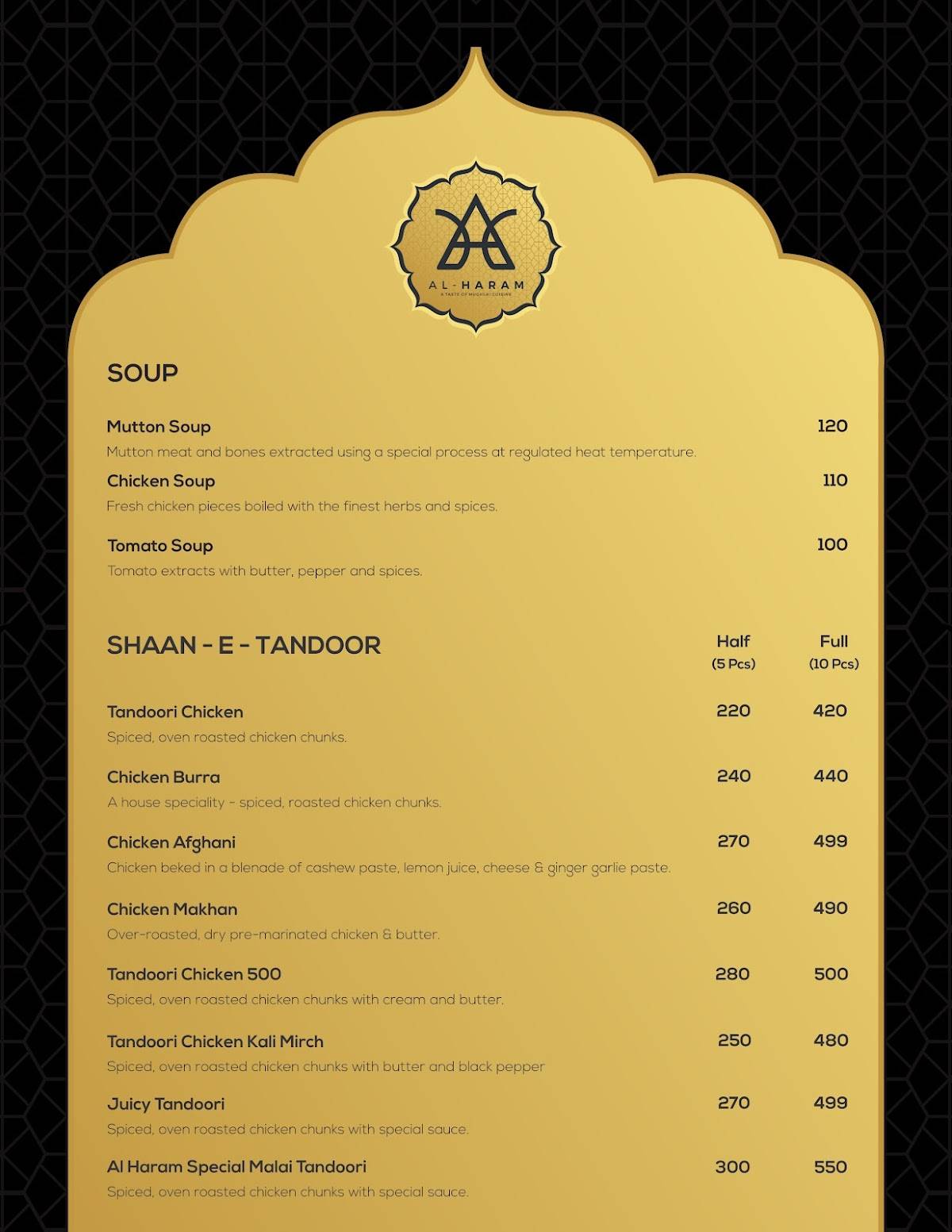 Al Haram kota menu