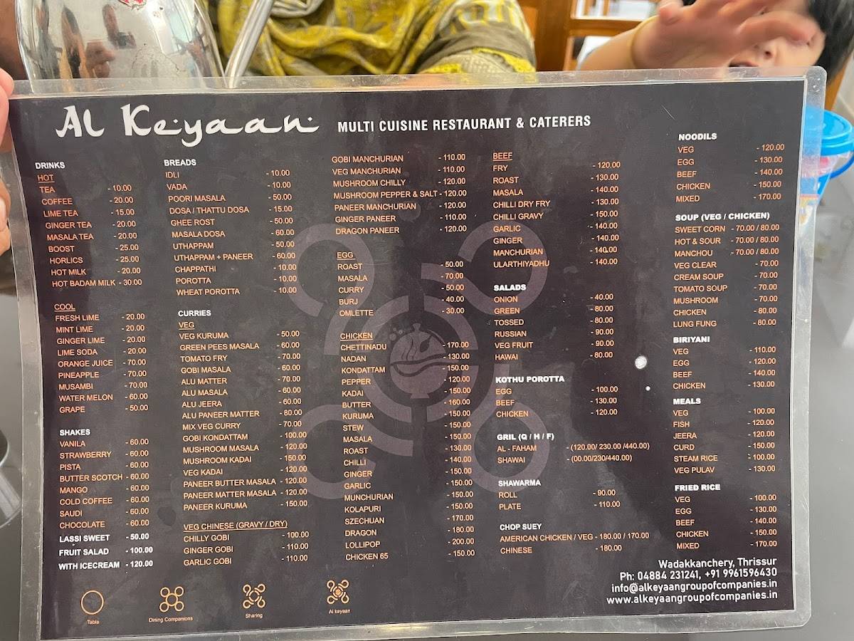 Al Keyaan's Restaurant and Caterers menu