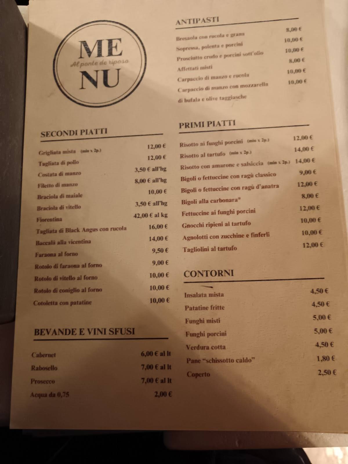Menu di Al Ponte De Riposo 