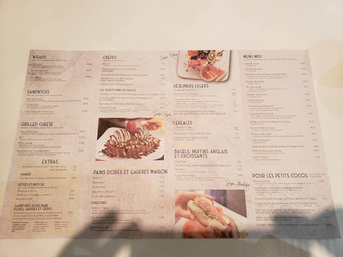 Menu de Allô mon Coco Saint-Eustache