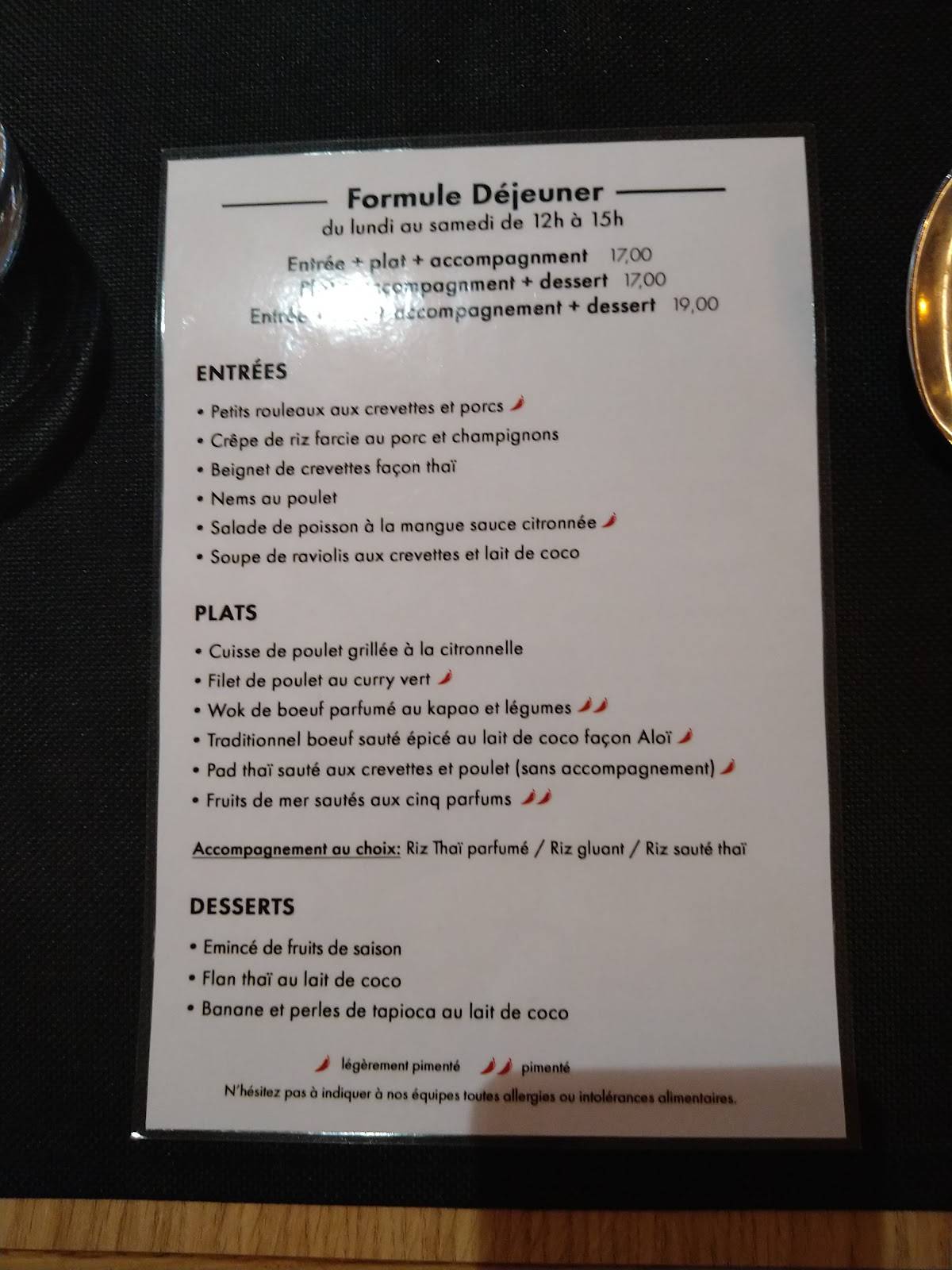Menu de Aloï