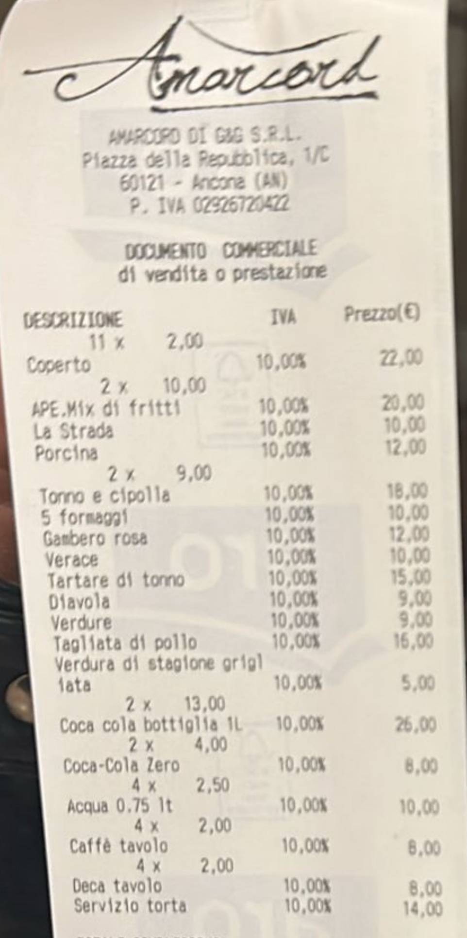 Menu di Amarcord 
