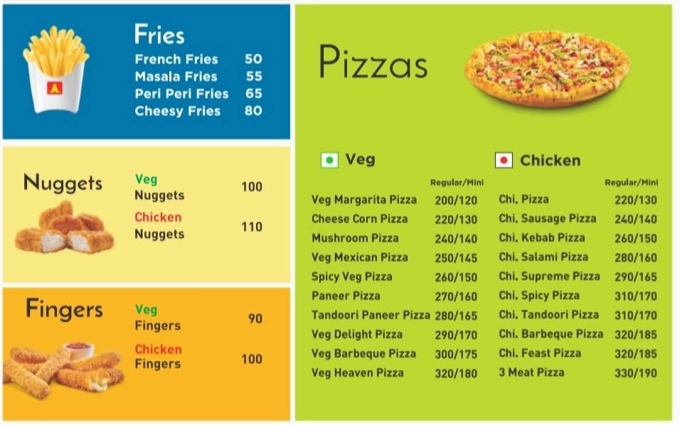 Andy's Burger menu