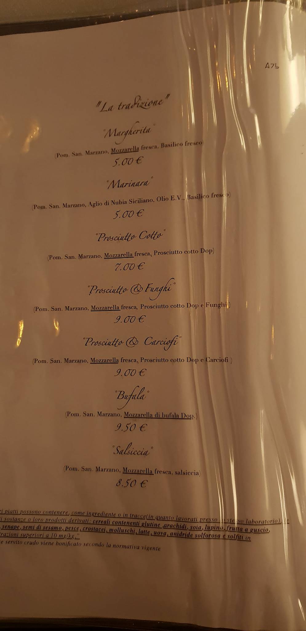 Menu di Angolo 7b Pizzeria Gourmet & Fusion 