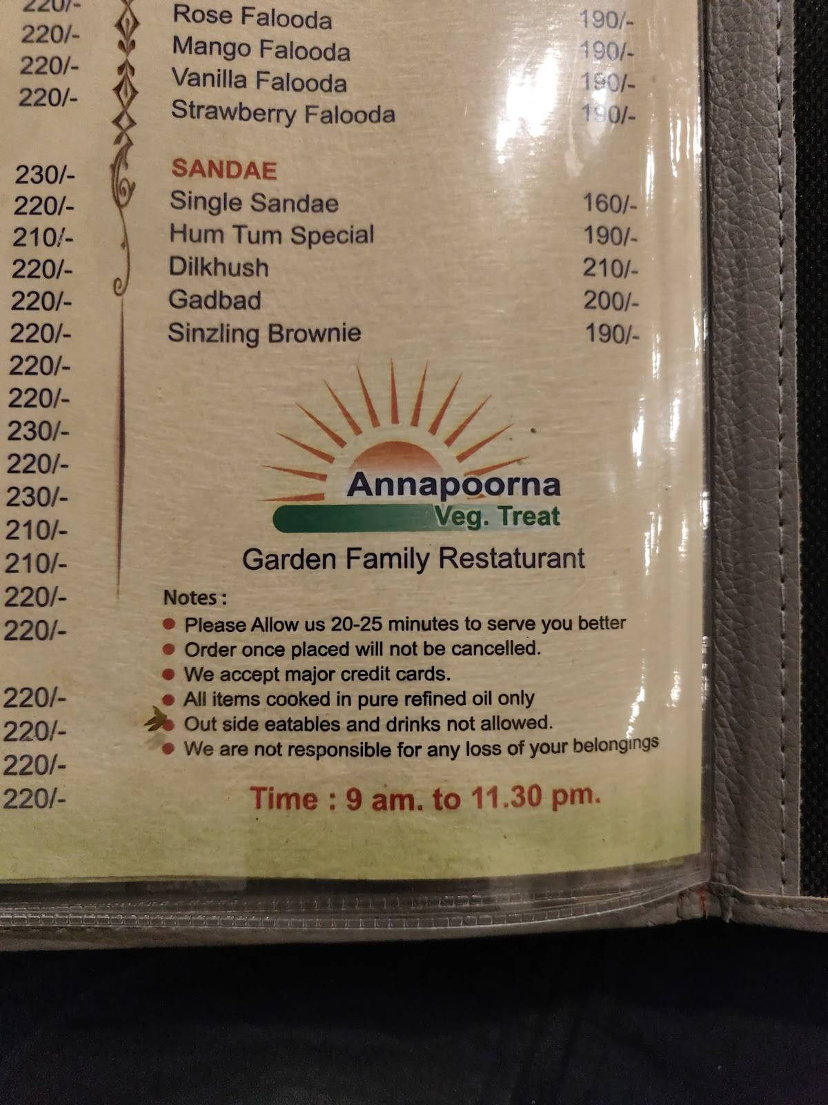 Annapoorna Hotel Chinchwad menu