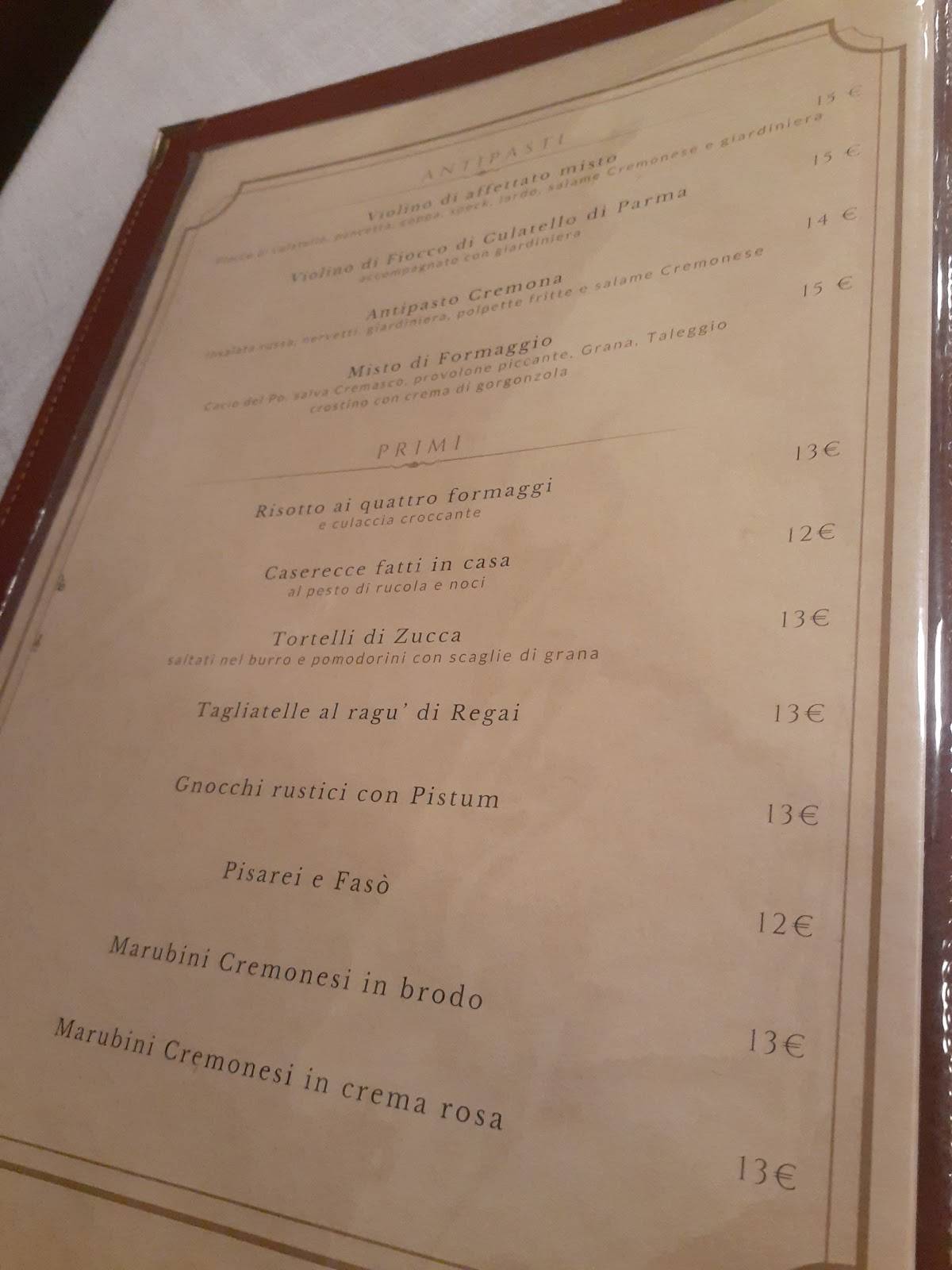 Menu di Antica Locanda Bissone 