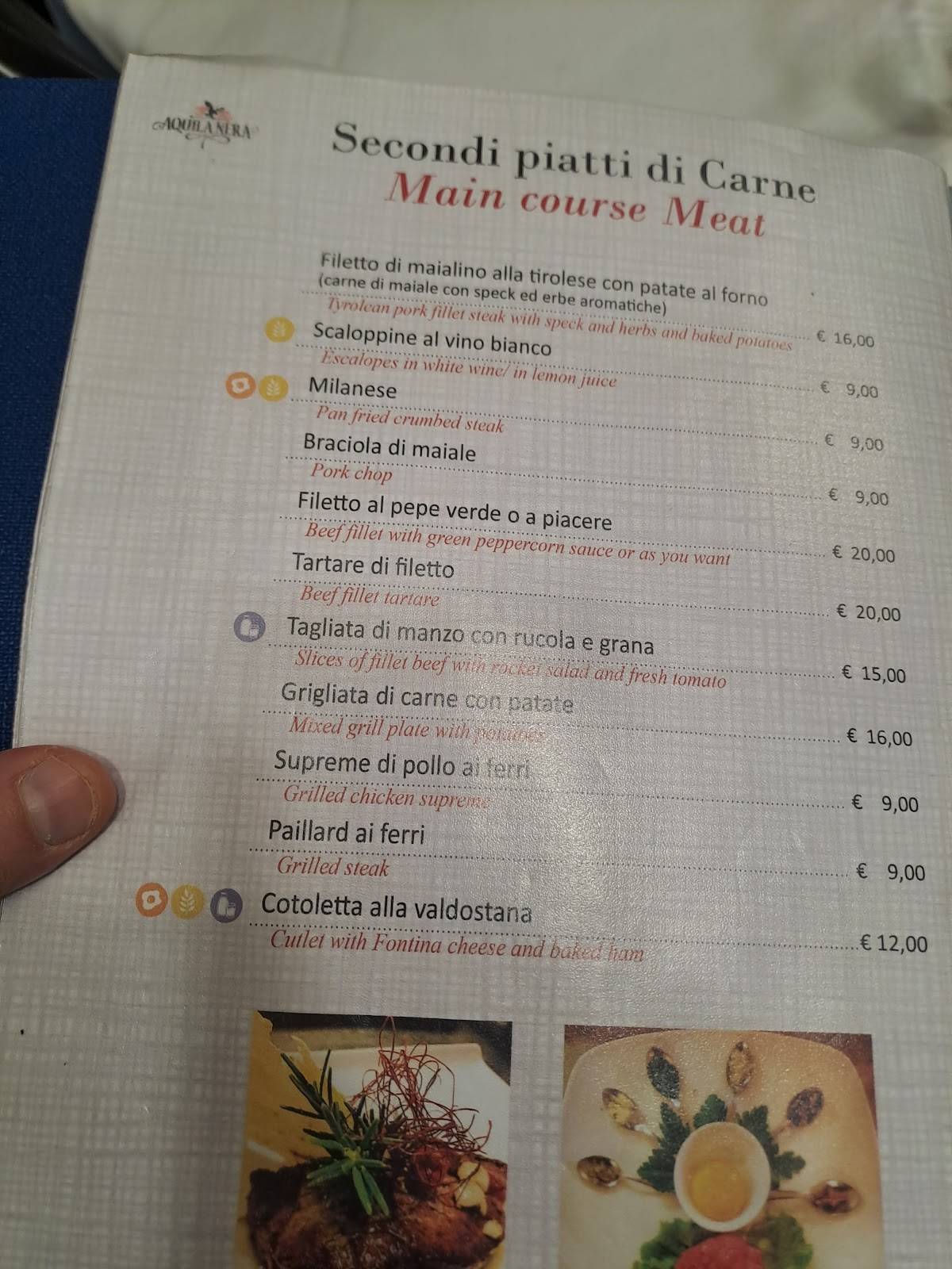 Menu di Aquila Nera Ristorante 