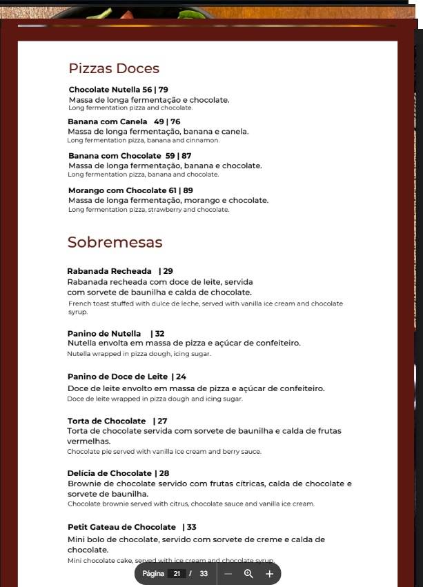 Auá Gastronomia Vale Sul Shopping cardápio