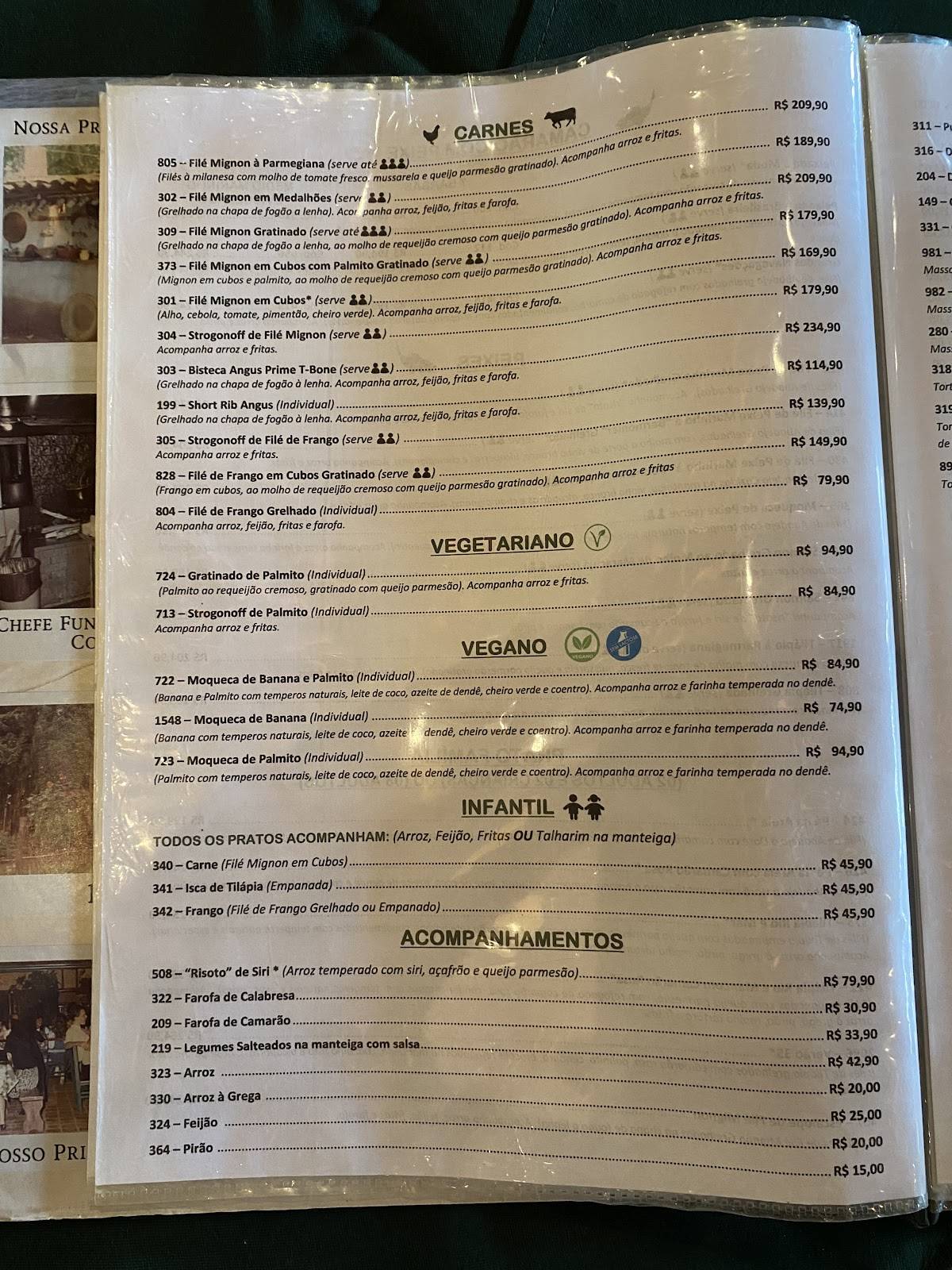 Bar da Praia cardápio