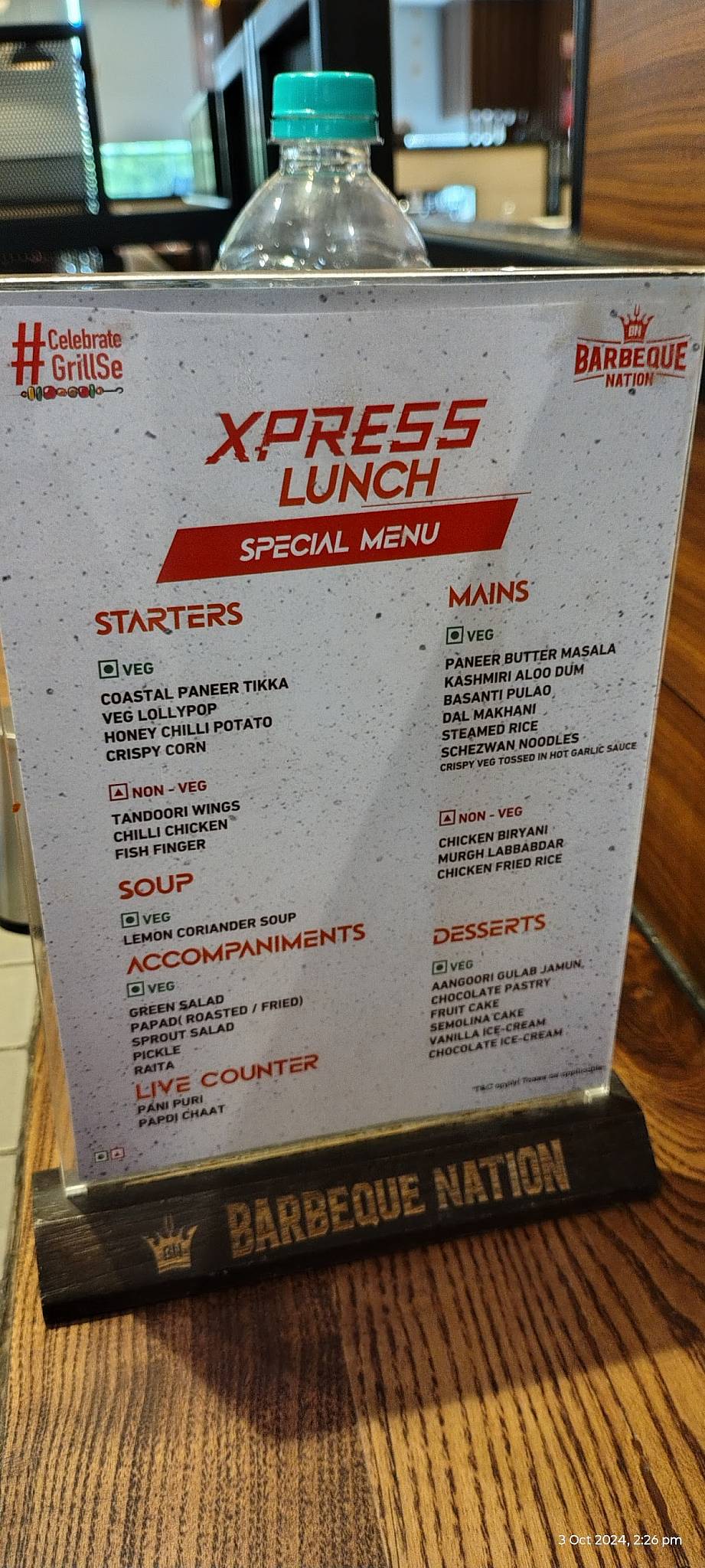 Barbeque Nation menu