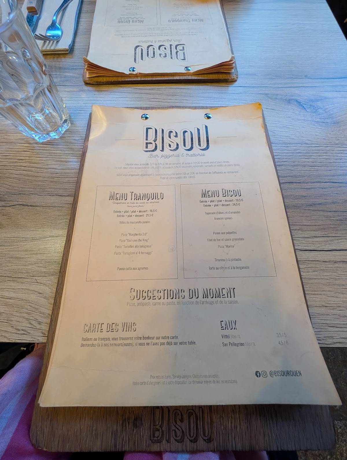 Menu de Bisou