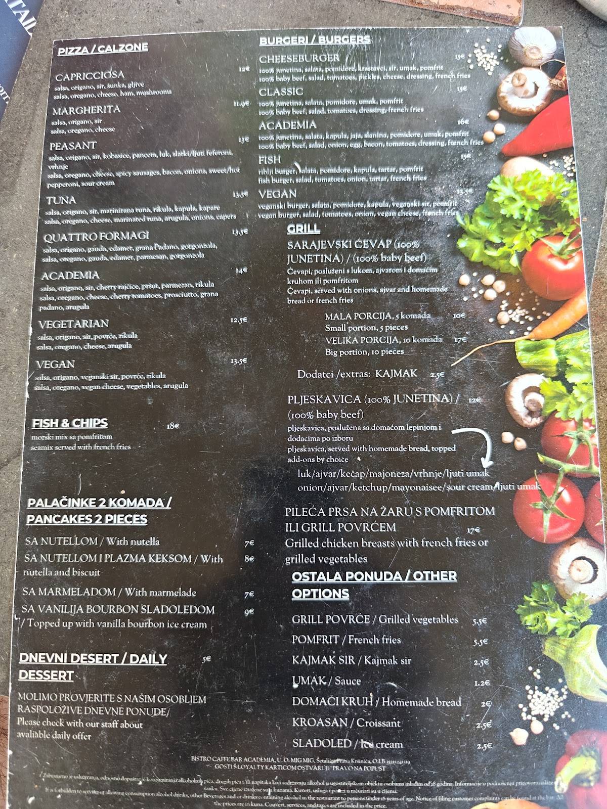 Menu di Bistro Cocktail Bar Academia 