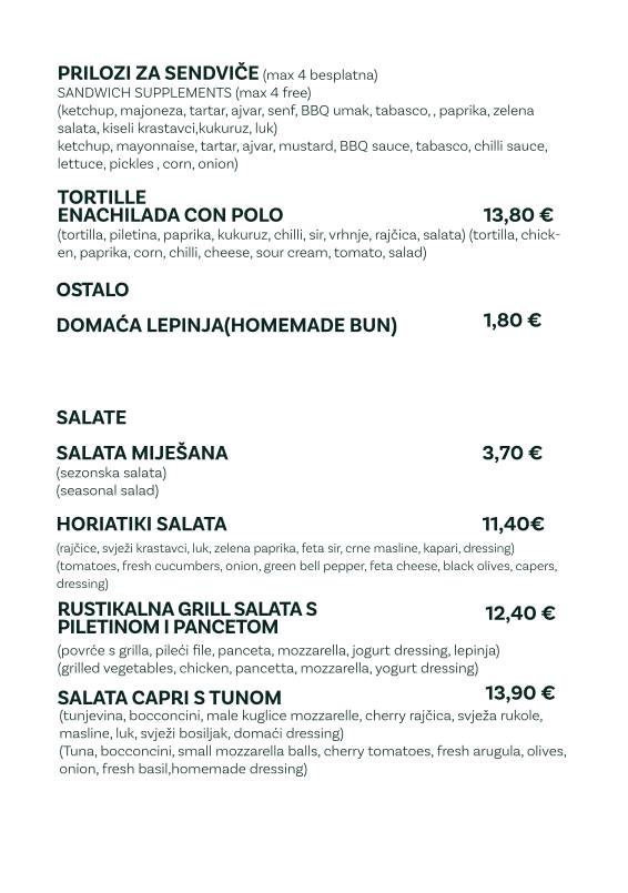 Menu di Bistro Gušti 