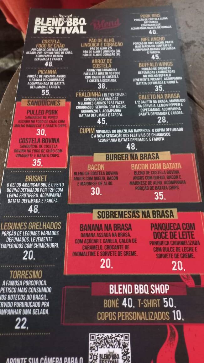Blend Parrilla cardápio