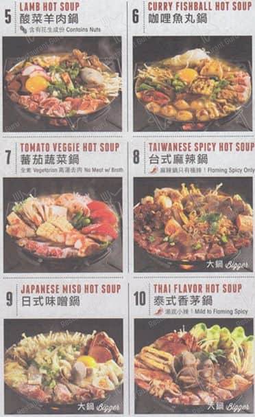 Menu de Boiling Point