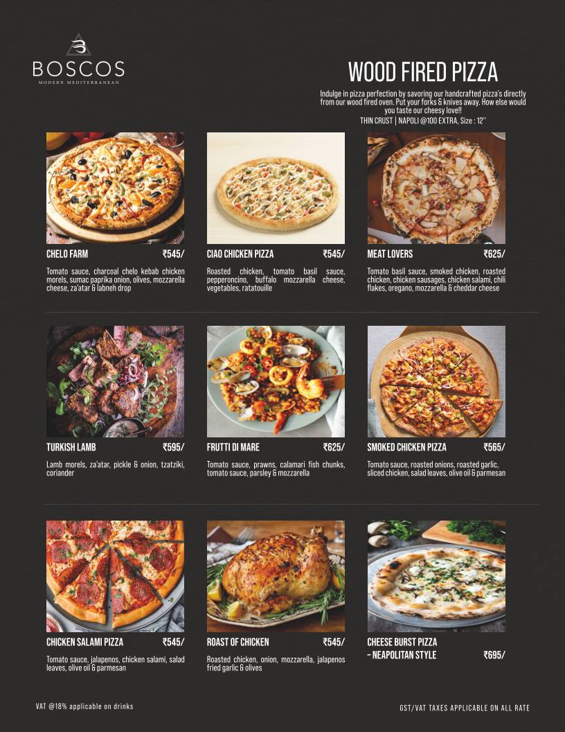 Boscos menu
