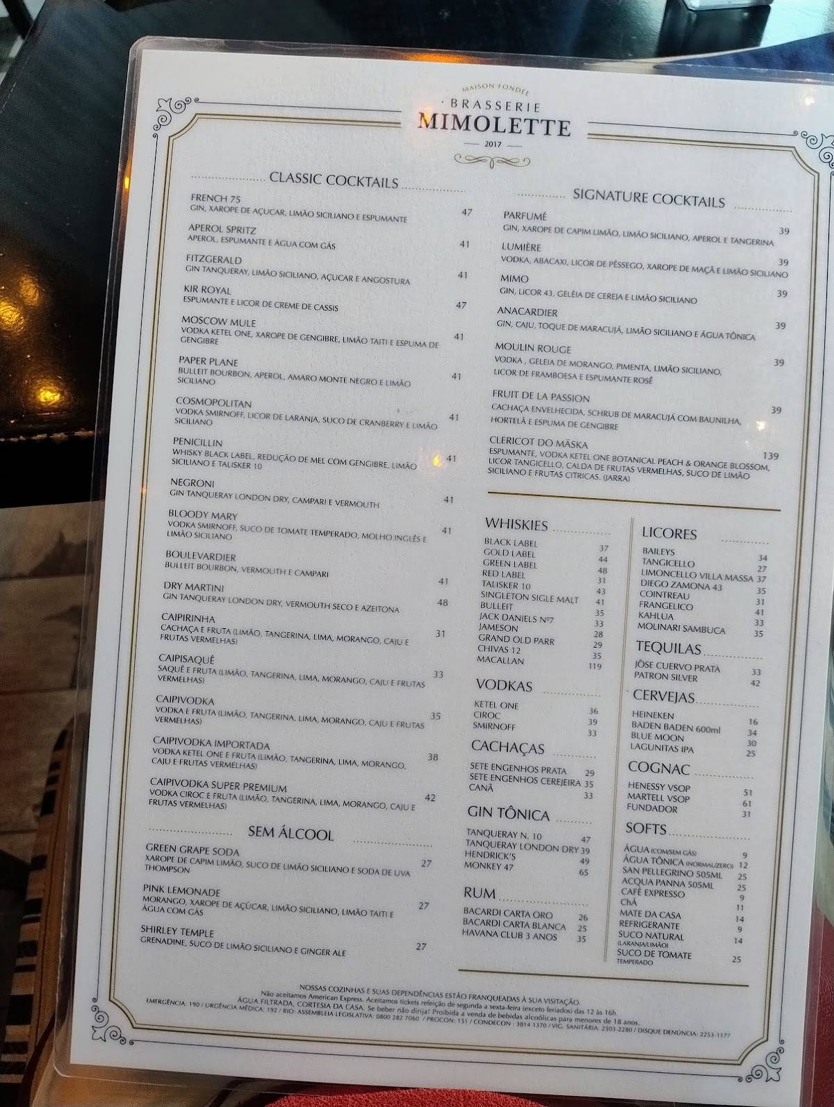 Brasserie Mimolette cardápio