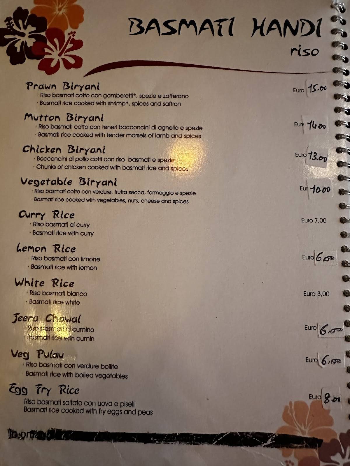 Menu di Ristorante Indiano Buddha 