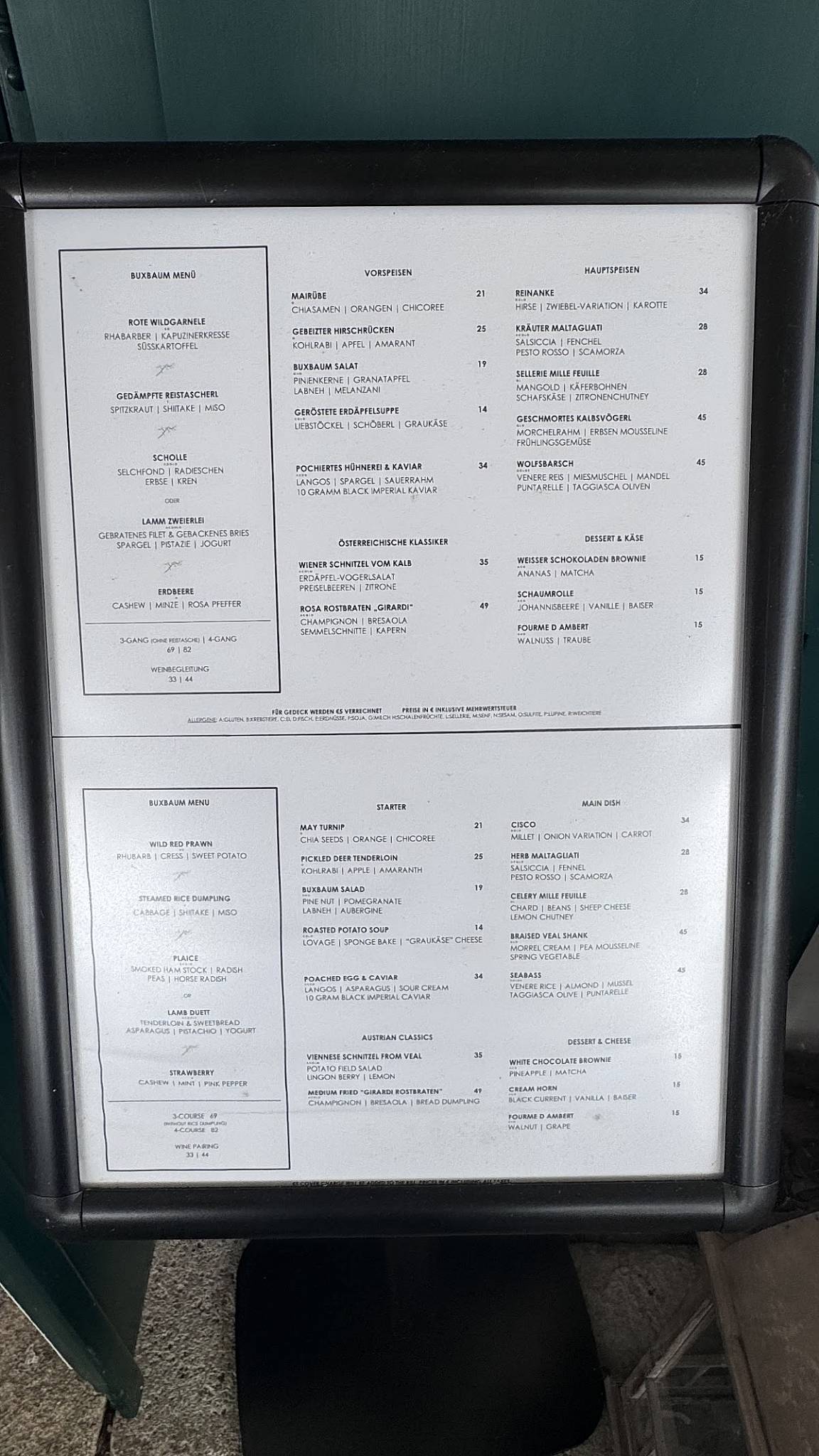 Menu de Buxbaum Restaurant