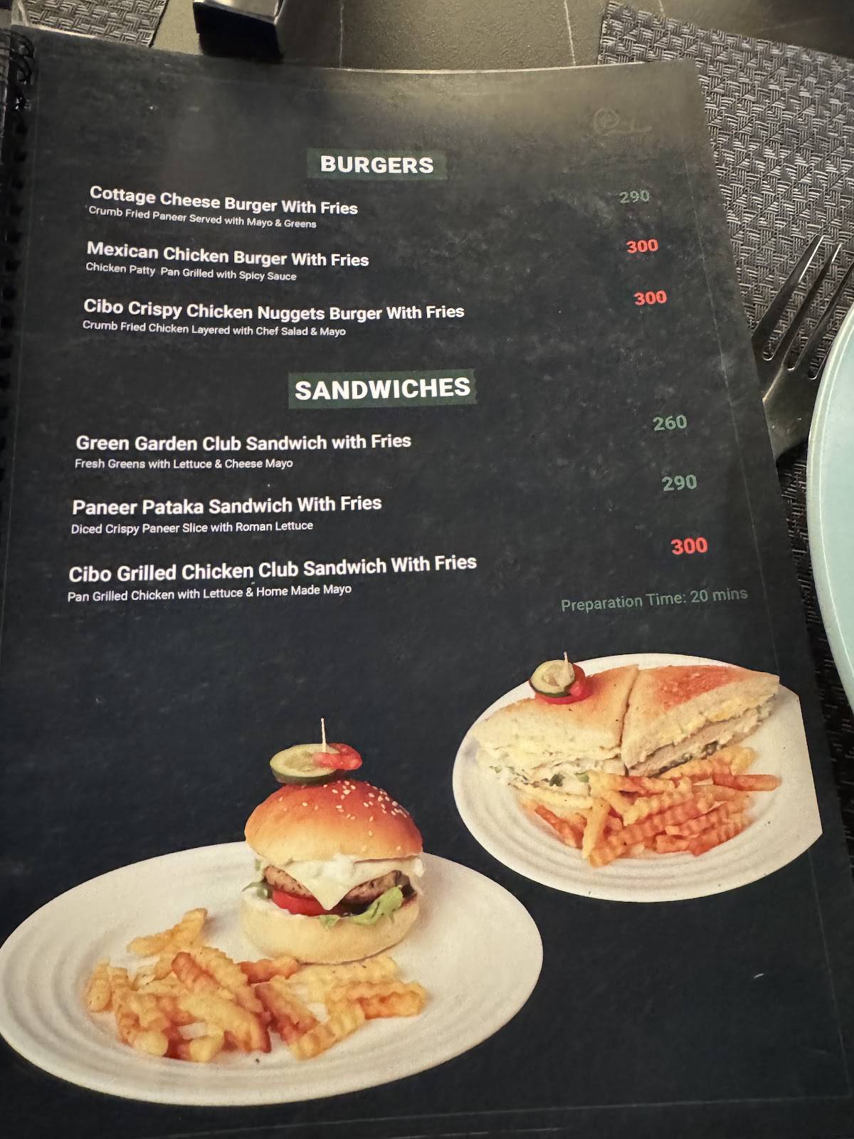 CIBO Fine Dining -Madurai menu