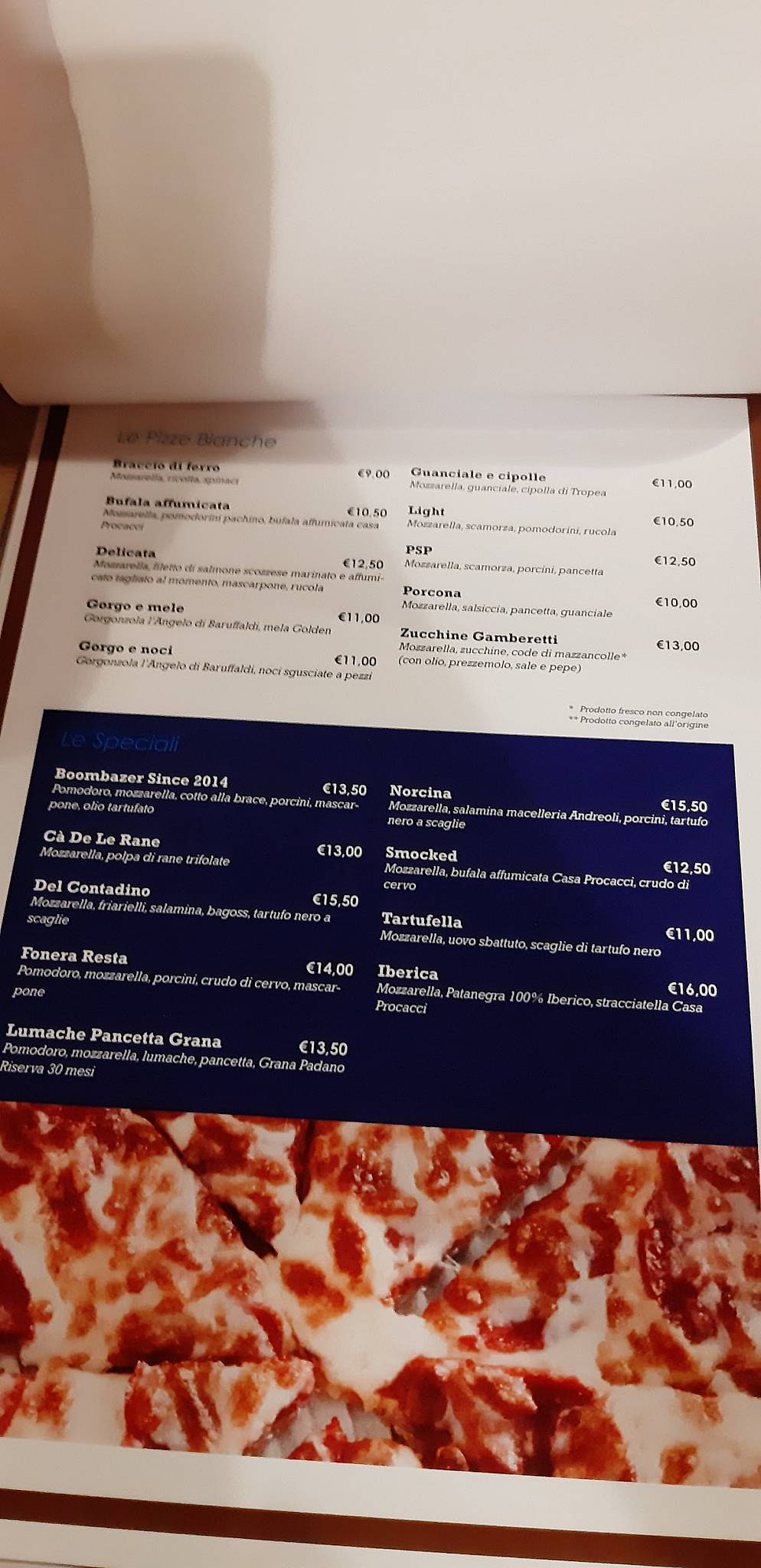 Menu di Cà De Le Rane 