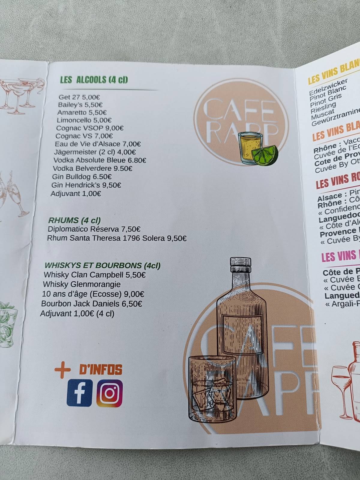 Menu de Café Rapp Colmar