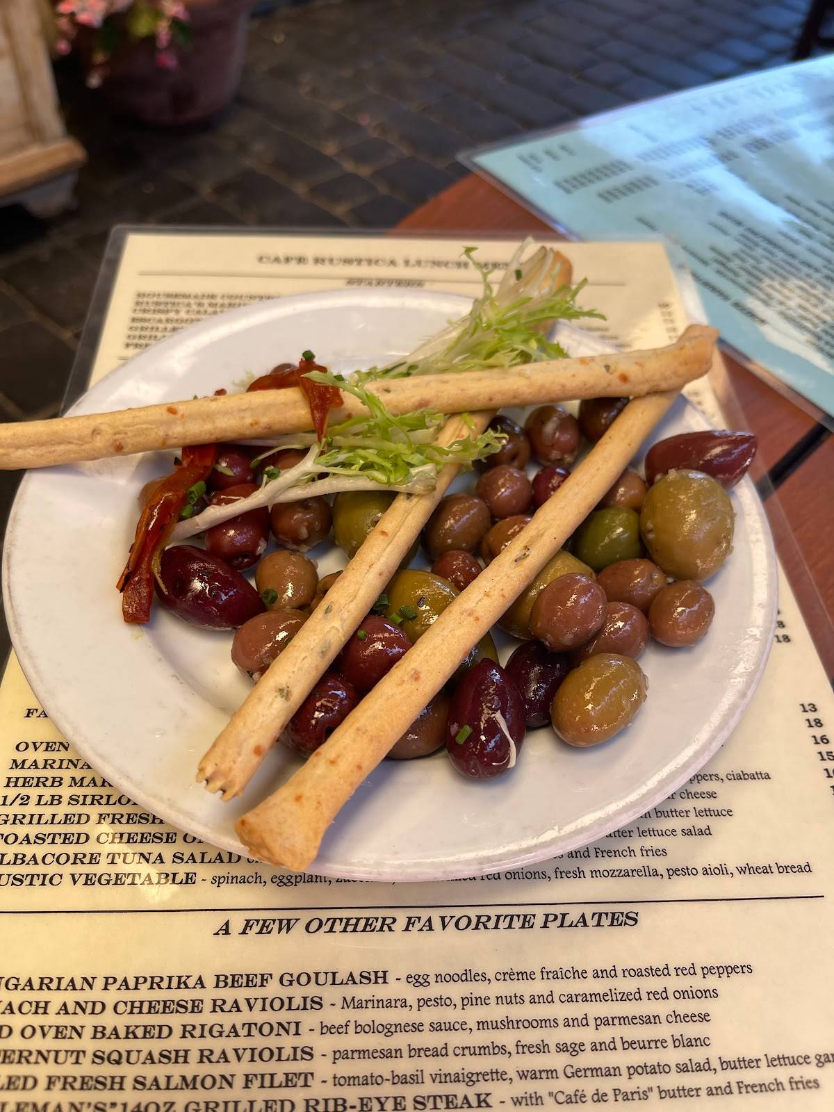 Menu at Café Rustica restaurant, Carmel Valley