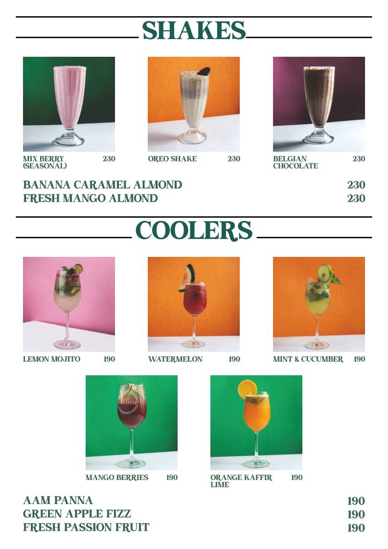Cafe Sandoz - Vagator, Goa menu