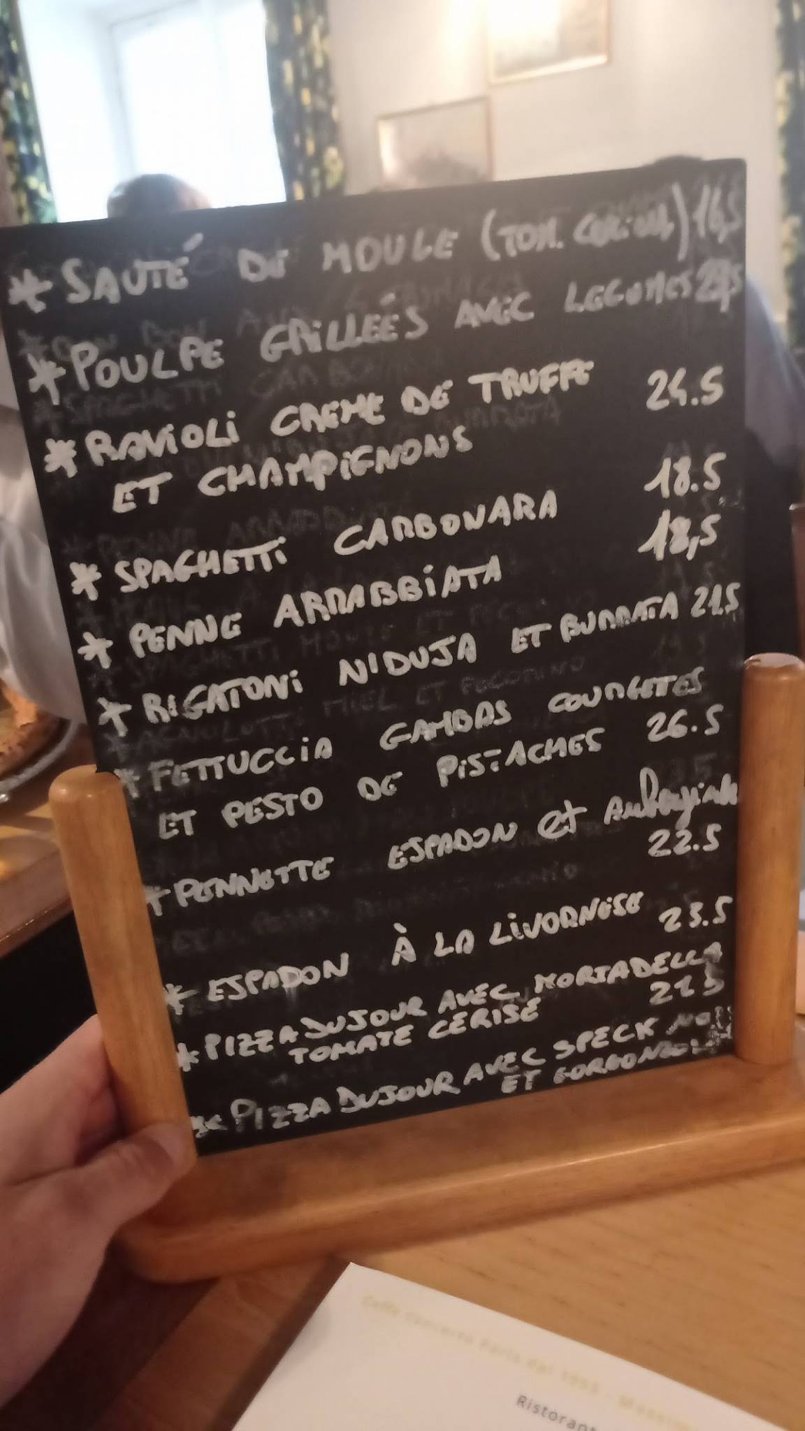 Menu de Caffè Concerto Paris 1955