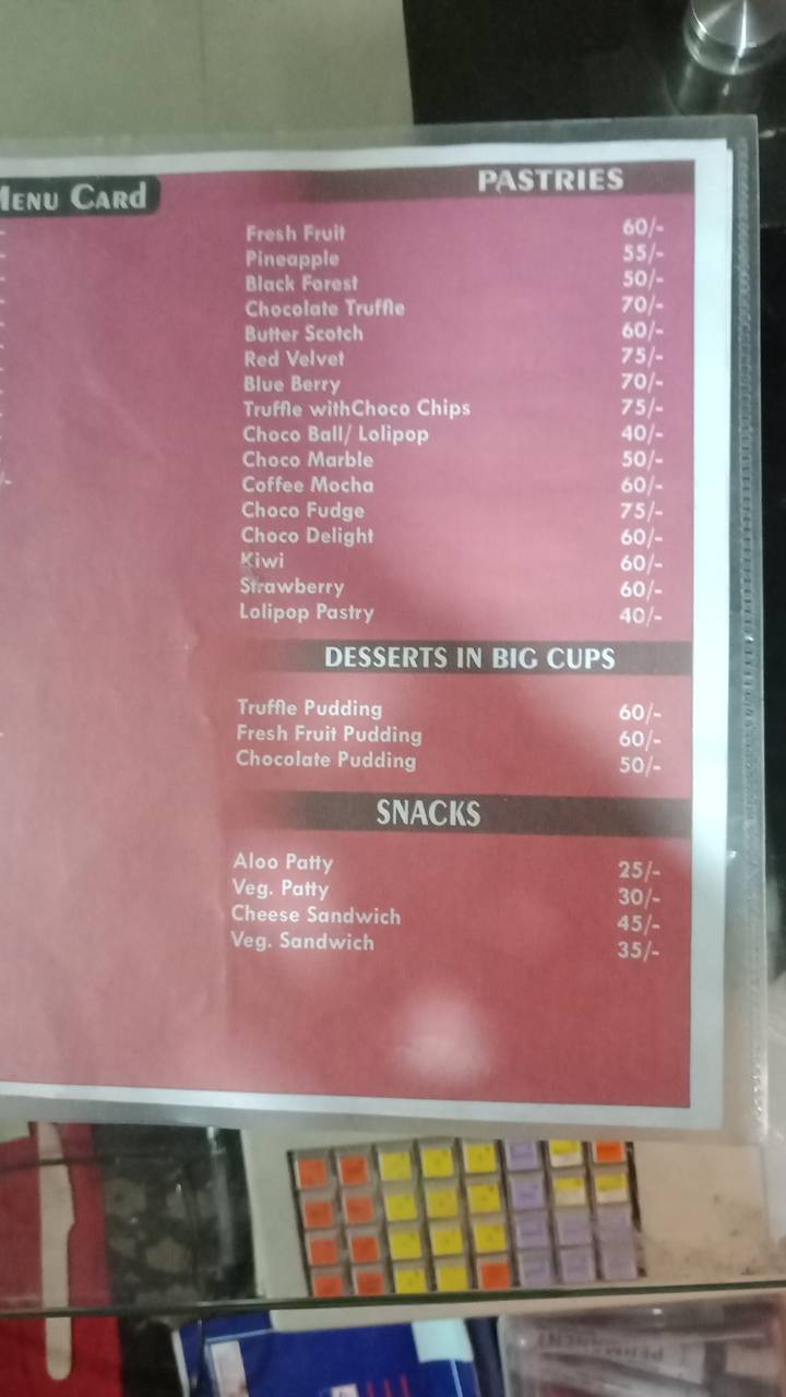 Cakewalk Bakers menu