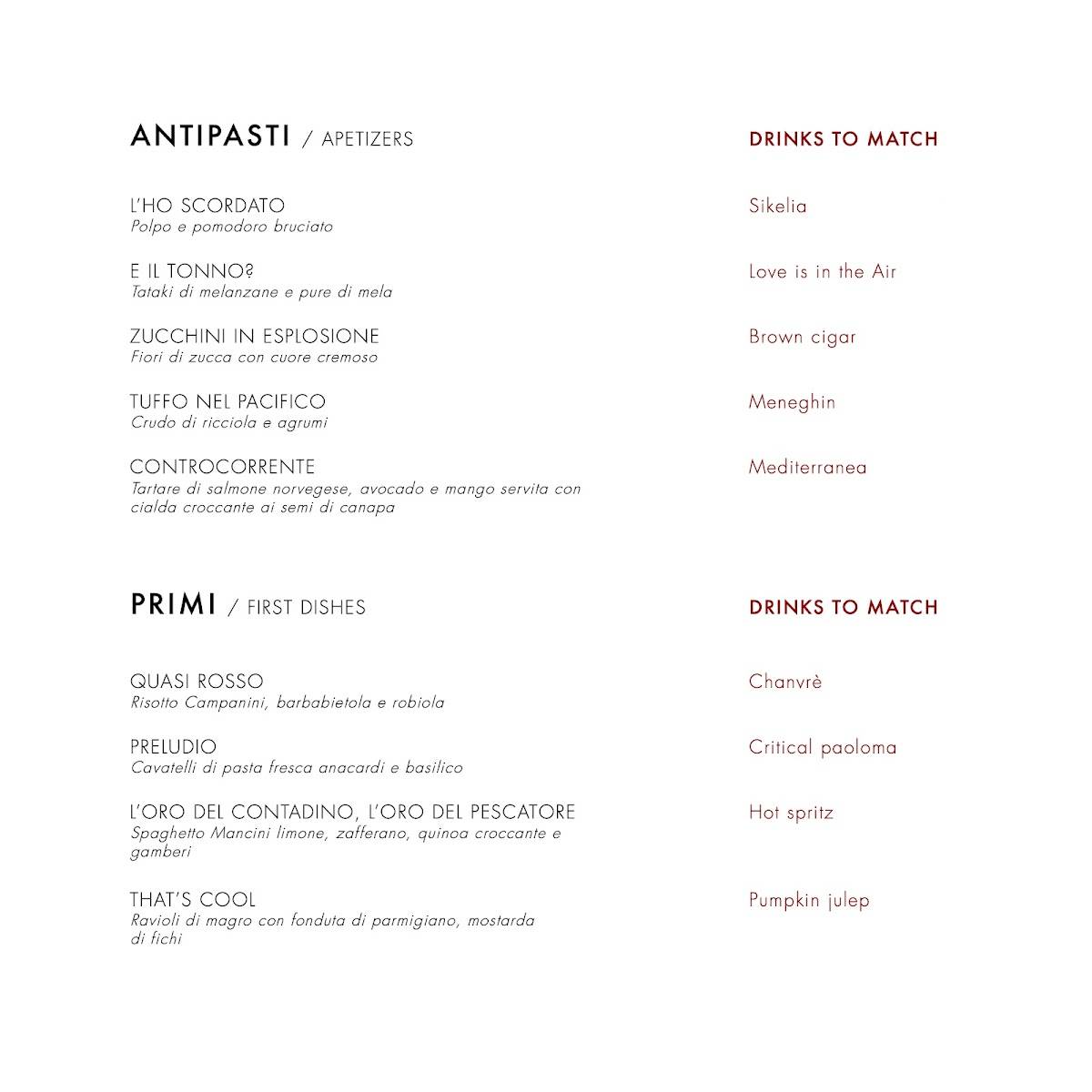 Menu di Canapè Milano 