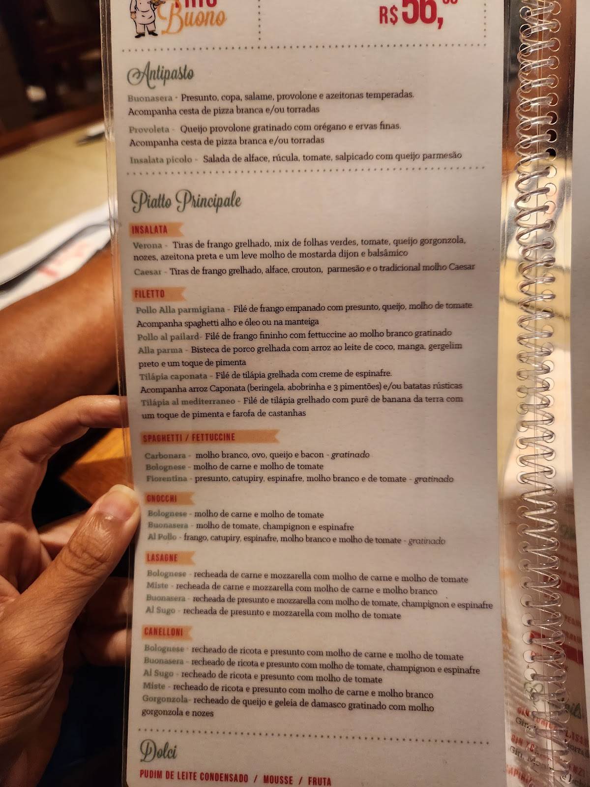 Cantina Buonasera cardápio