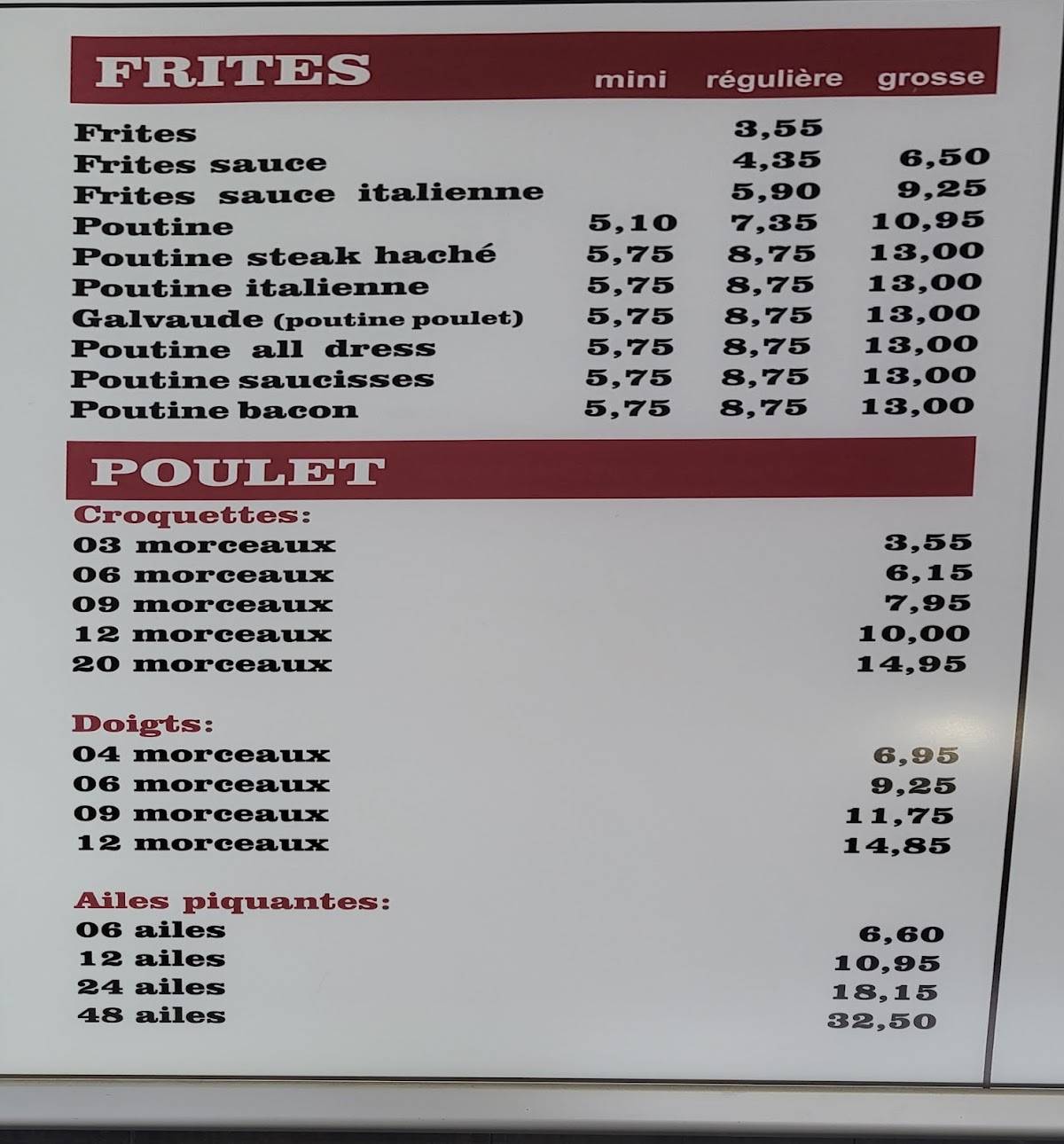 Menu de Cantine ASL