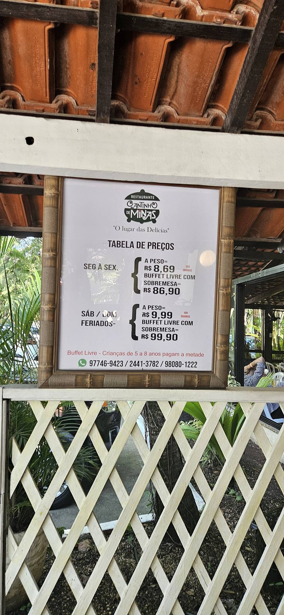 Cantinho de Minas cardápio