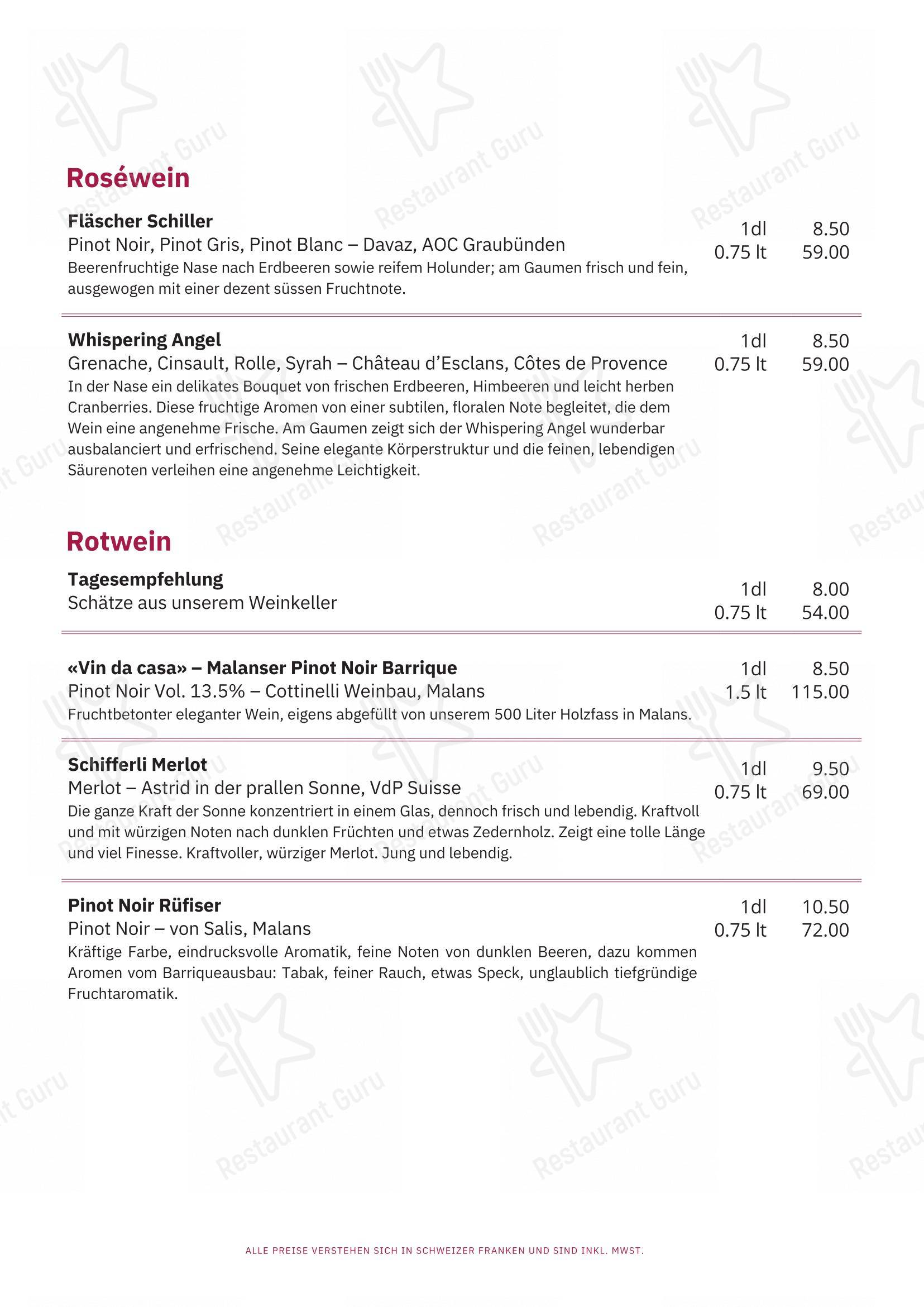 Menu di Restaurant Capalari - Menu bar