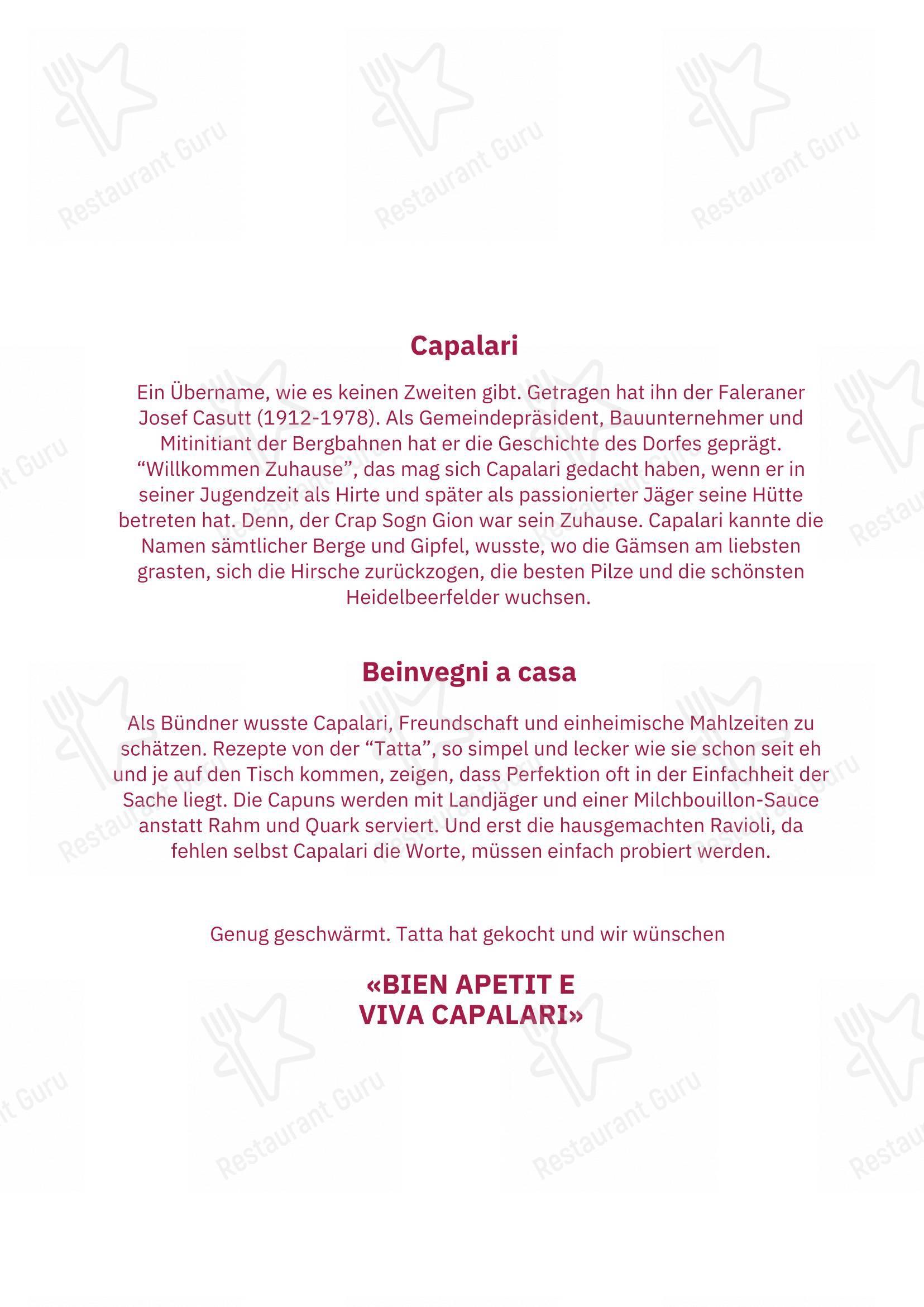 Menu per Restaurant Capalari ristorante