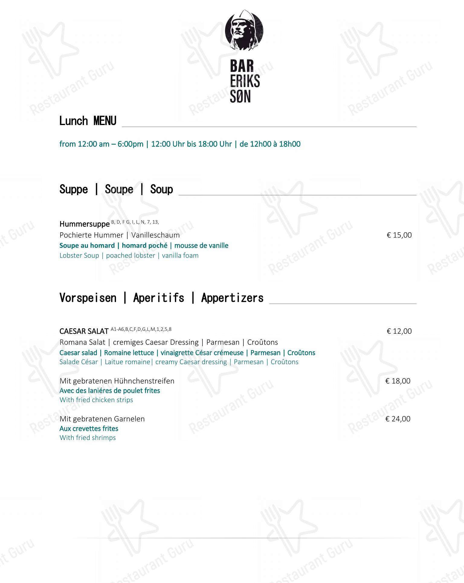 Menu pour Restaurant 