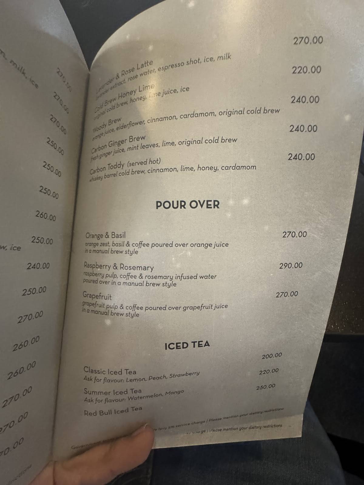 Carbon Jaipur menu