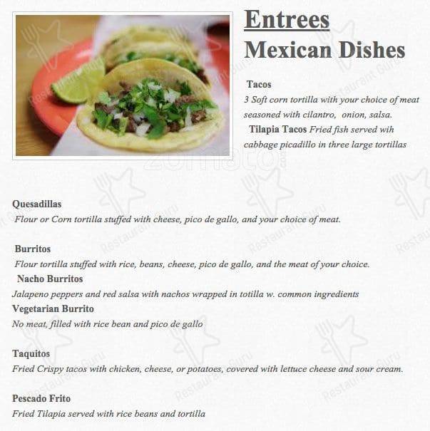 Menu at Casa Bonita restaurant, Norristown