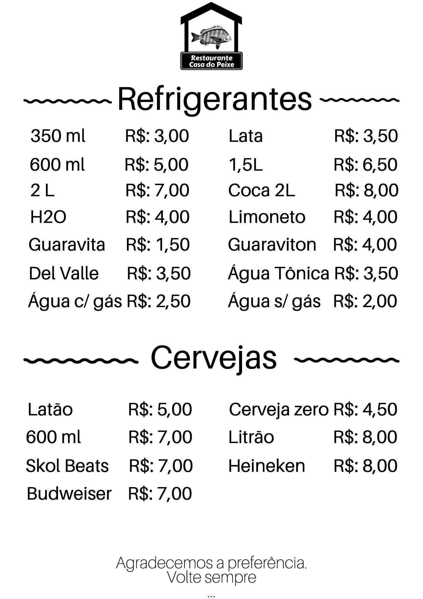 Casa Do Peixe cardápio