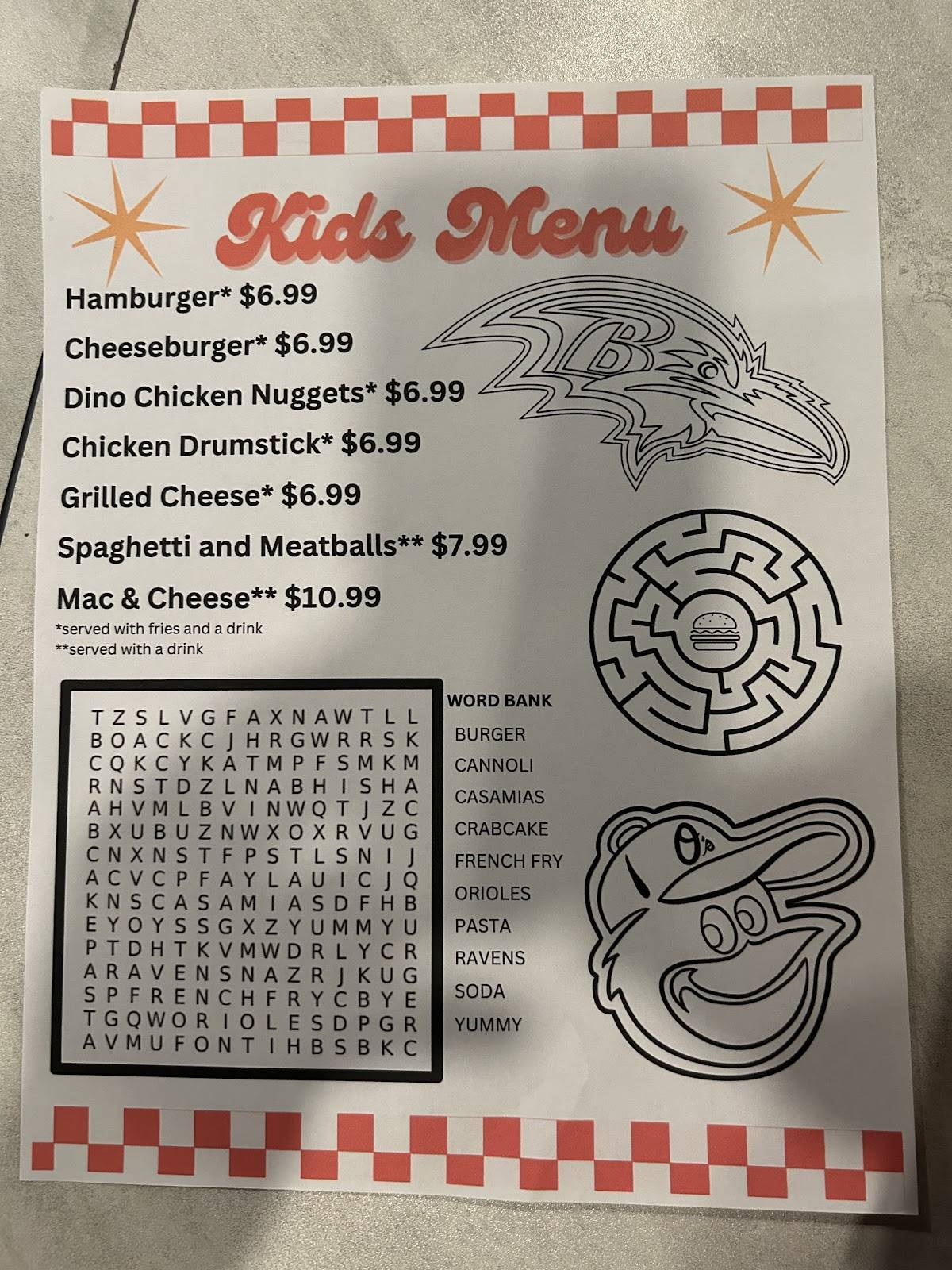 Casa Mia Menu White Marsh