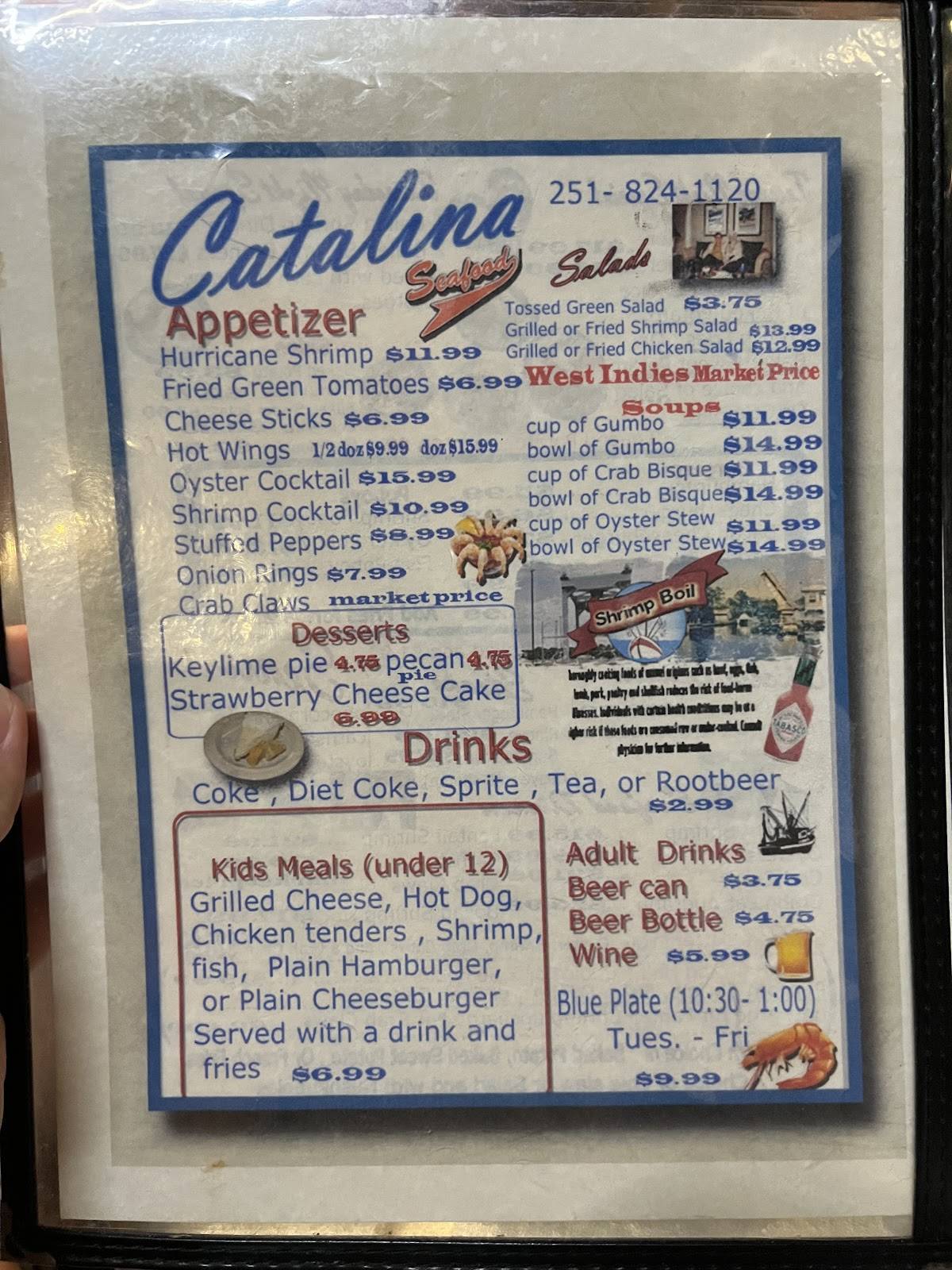 Menu at Catalina Restaurant, Bayou La Batre