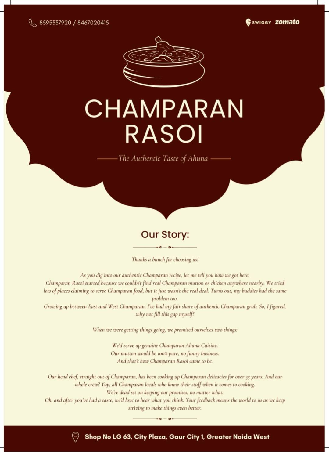 Champaran Rasoi menu